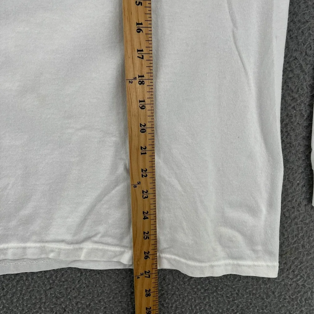 VTG Y2k Cotton Deluxe Anvil White Long Sleeve Mock Neck ACAC Logo T-Shirt Men L